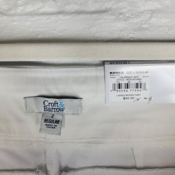 Croft & Barrow Women's Size 2 Pants Tummy Control Capri White - Picture 6 of 7
